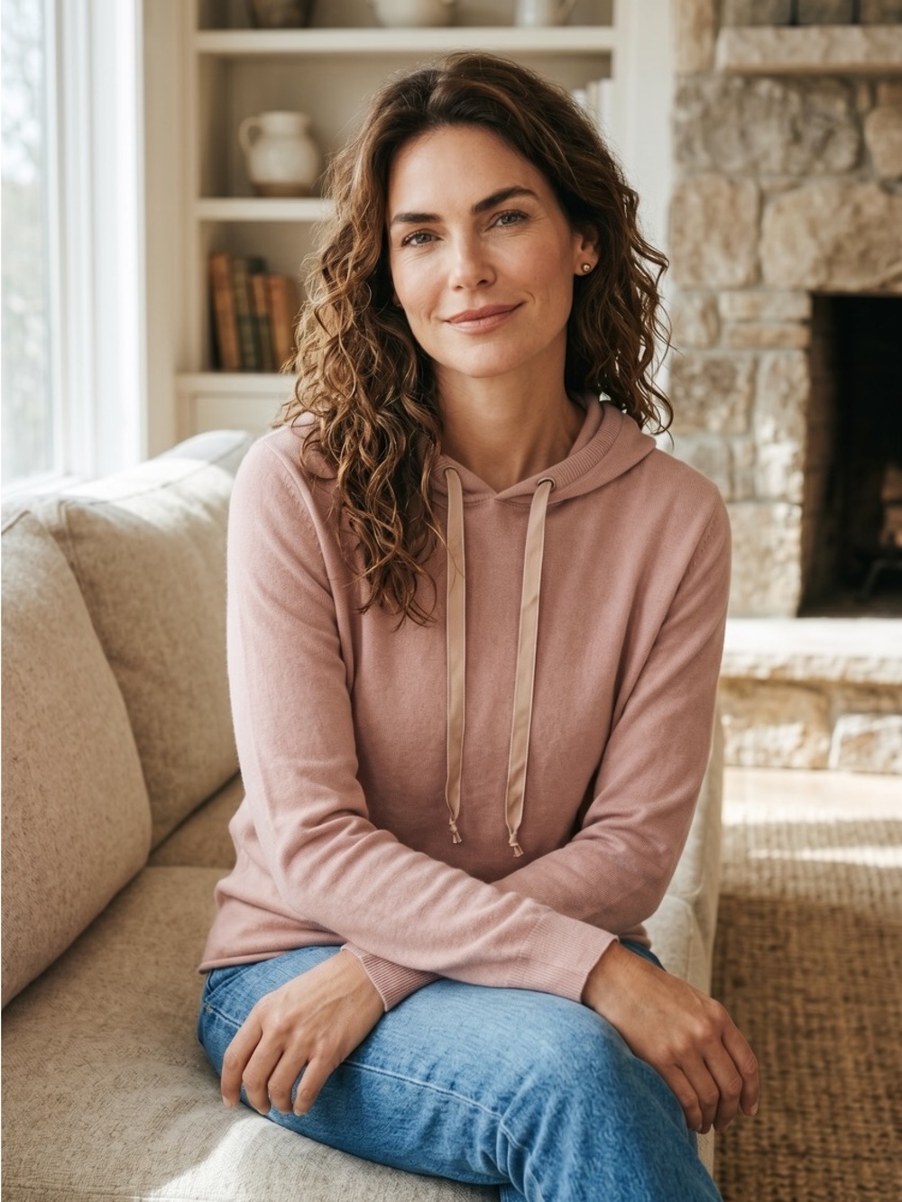 POL Super Soft Lightweight Sweatshirt in Dusty Rose
